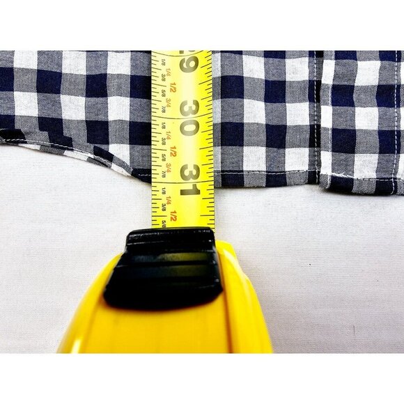 J. Crew Classic Size Large Mens Navy White Check Button Down Long Sleeve Shirt - Picture 9 of 11
